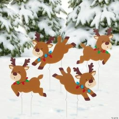 Best Sale 😀 Christmas Reindeer Yard Stakes - 4 Pc. ✔️