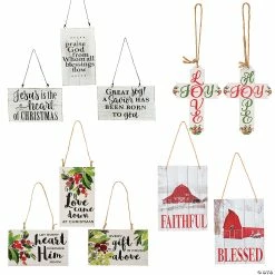 Best Sale 🤩 Faith Rustic Wood 🎁 Christmas Ornament Assortment Gift Kit - 48 Pc. 💯