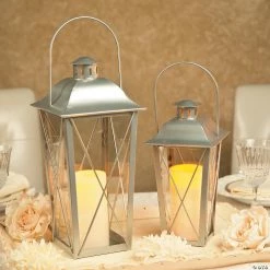 Discount 😀 Silver Metal Lanterns - 2 Pc. ⭐ -Christmas Hom shop silver metal lanterns 2 pc 13631241b a02
