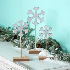 Promo β€οΈ Snowflake Pedestal Tabletop Decorations - 3 Pc. β