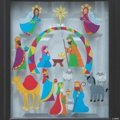 Outlet ❤️ Stained Glass Nativity Window Clings ⌛