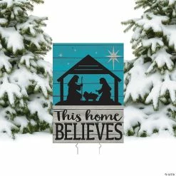 New 🌟 This Home Believes Nativity Yard Sign 😉