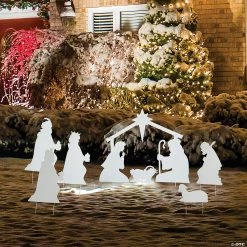 Best Sale ⭐ White Silhouette Nativity Yard Set - 7 Pc. 🌟 -Christmas Hom shop white silhouette nativity yard set 7 pc 14092559 a02