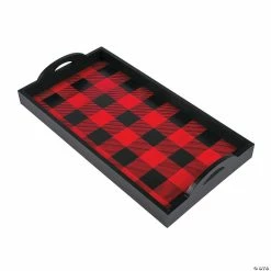 Outlet 🎁 Wooden Buffalo Plaid Serving Tray 😉